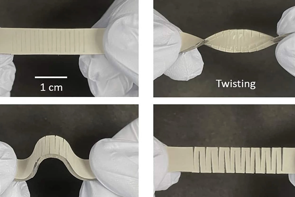 Cuts in the sides of the sensor allow it to be very stretchy while also highly sensitive