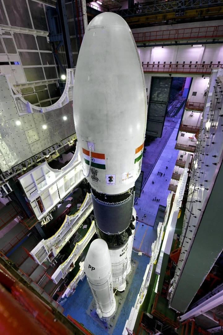Chandrayaan-2 in the vehicle assembly building