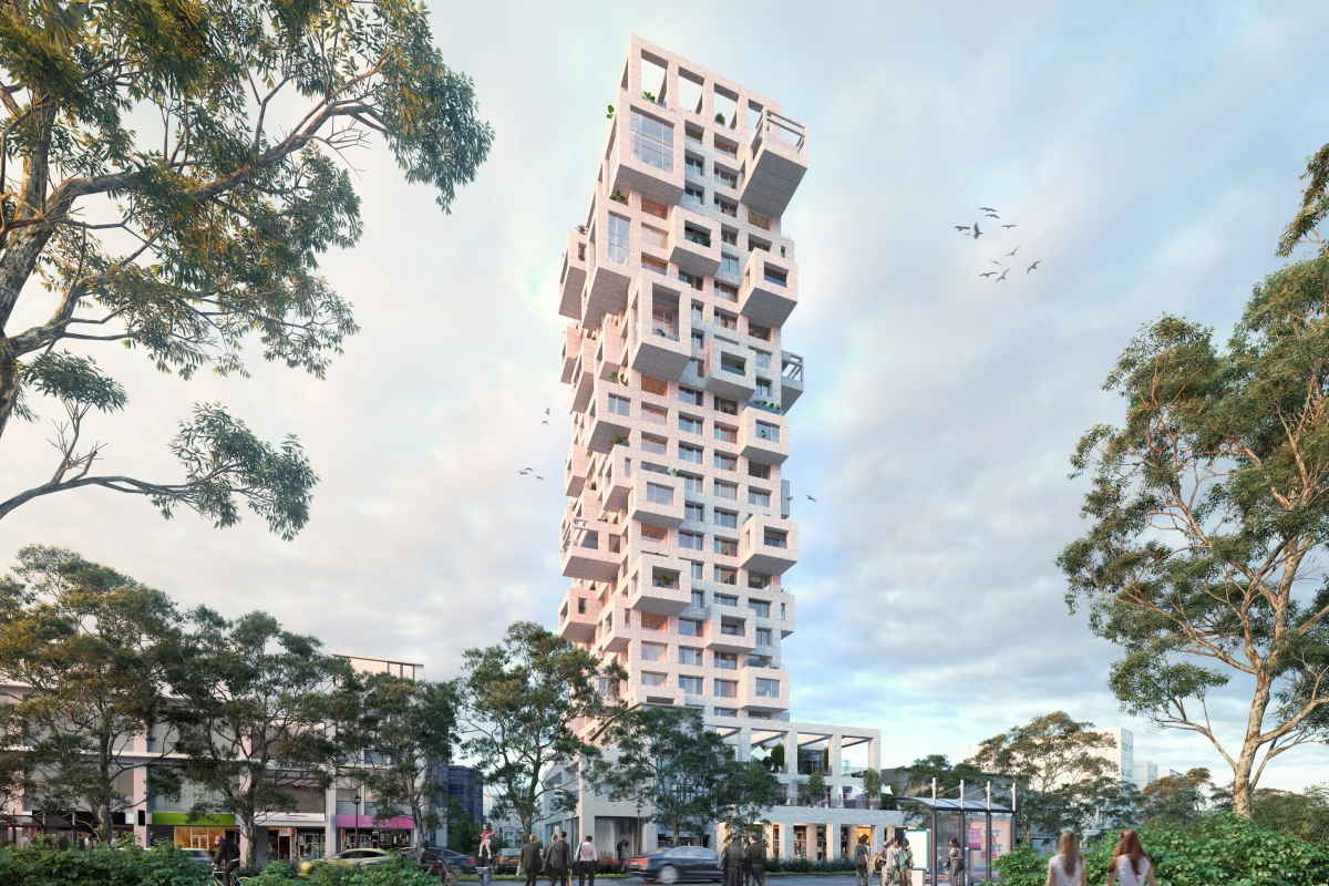 Out of the Box is an unusual blocky tower by MVRDV that will consist of 25 floors of residential space
