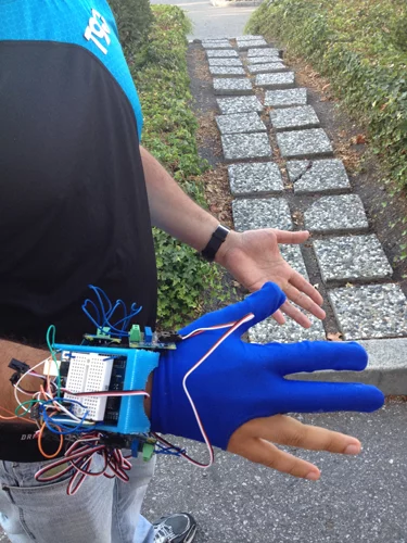 To make the Glove Tricorder, the team fitted a partial glove with sensors for detecting vibrations, sound, temperature, force, and movement