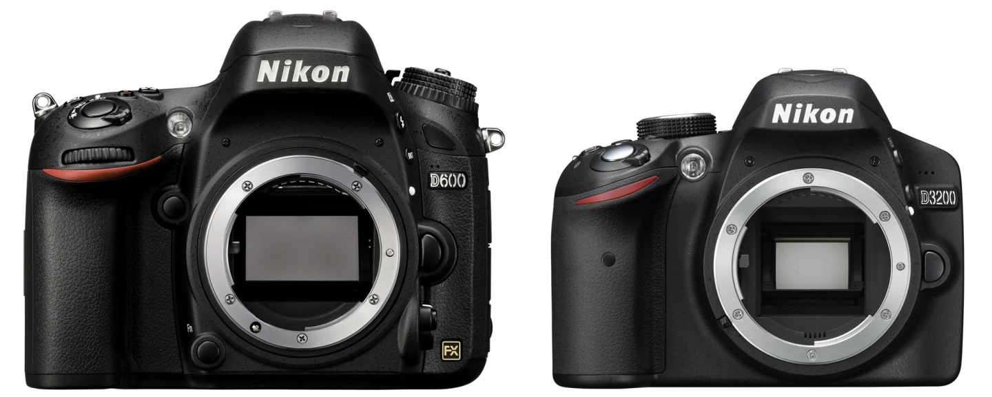 The size difference between a Full Frame and APS-C (DX) sensor