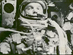 Photograph of Glenn by an automatic camera inside Friendship 7