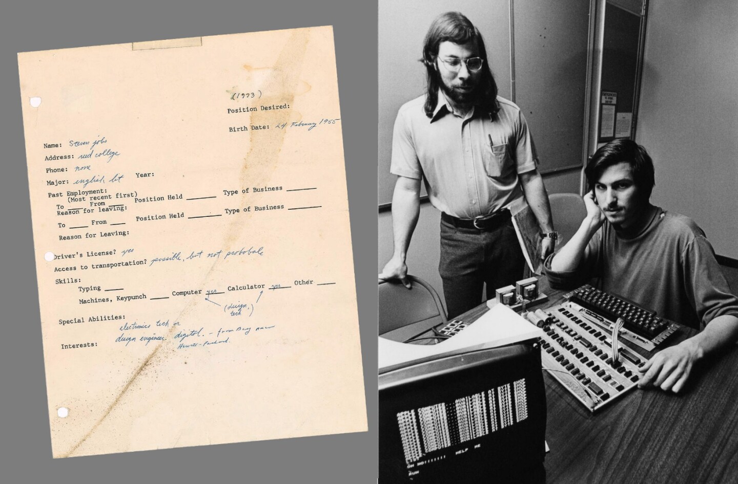 $174,757 | Steve Jobs Signed Job Application | Auction House: RR Auction | Sale price: US$174,757 | Official Estimate: US$50,000 to $60,000 | Date of sale: Mach 15, 2018