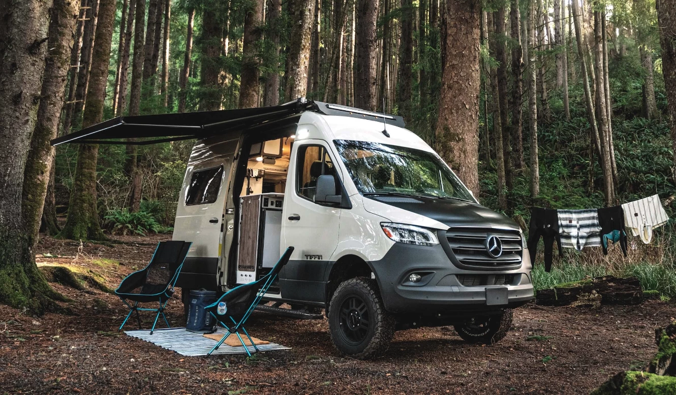 Tiffin gives the base Sprinter an upgraded suspension with Agile Offroad Fox shocks