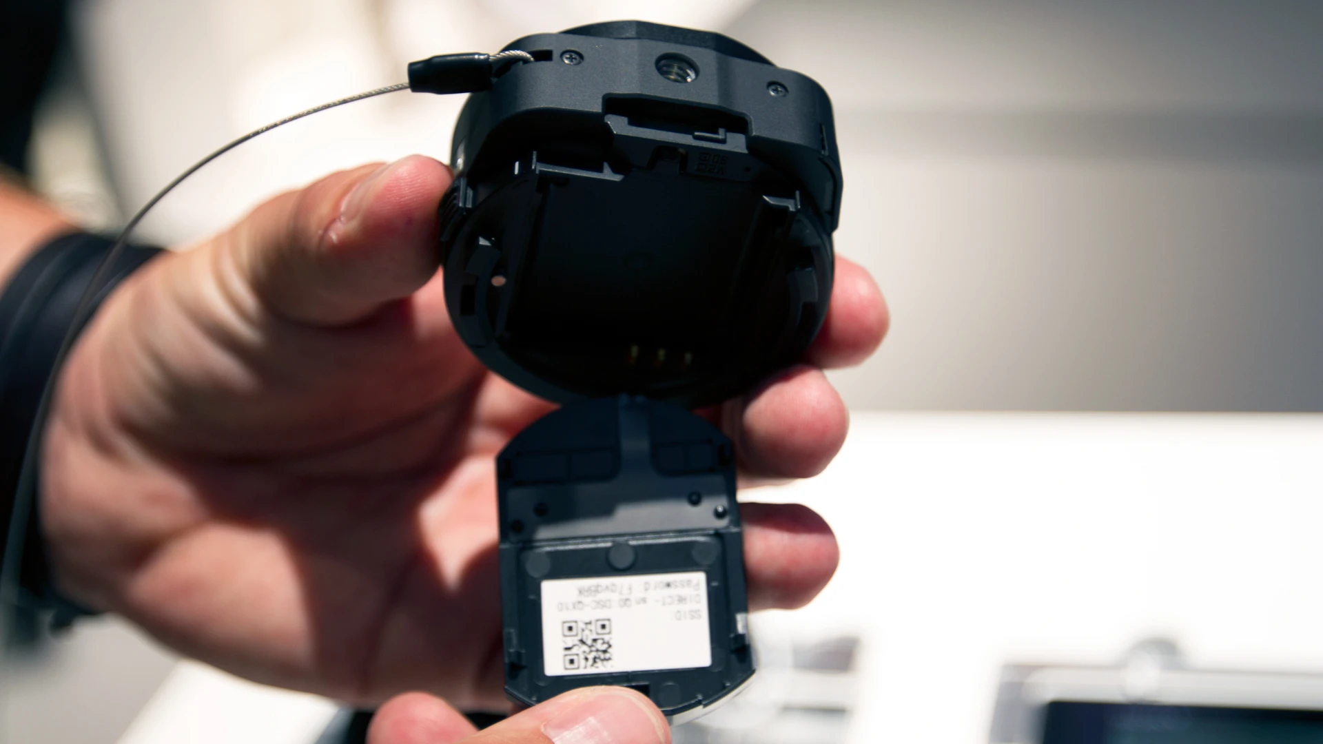 The rear of the QX100