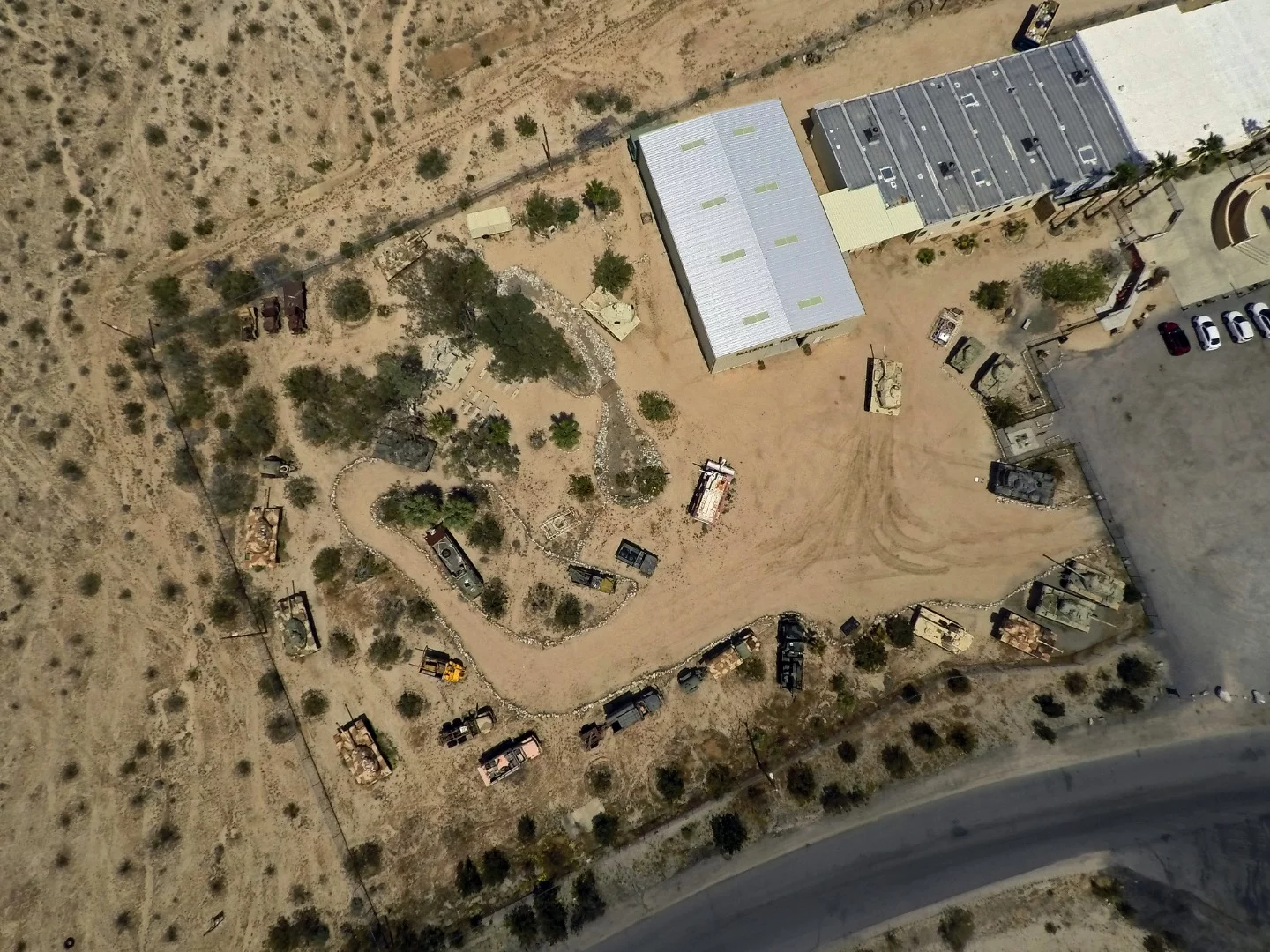 Looking down on the outside of the General Patton Tank Museum. There's much, much more inside