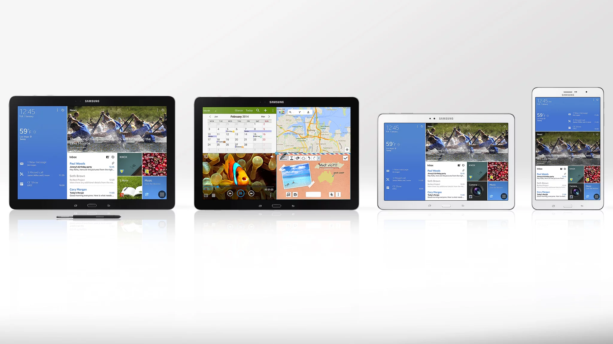 Gizmag compares the features and specs of the Samsung Galaxy Note Pro, Galaxy Tab Pro 12.2, Galaxy Tab Pro 10.1, and Galaxy Tab Pro 8.4