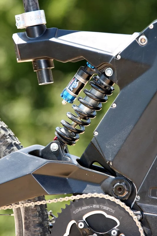 The Beast benefits from Fox fork and rear suspension, the latter with a "Nukeproof titanium spring"