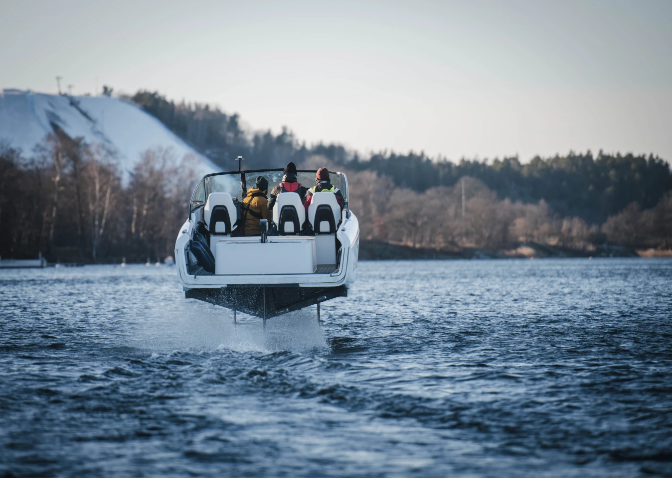 The C-8's hydrofoil system reduces drag by as much as 80 percent, vastly improving its electric range