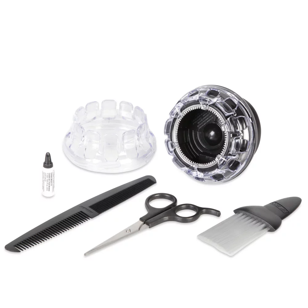 The clipper comes with several extras, including scissors, a comb and a barber cape, among others