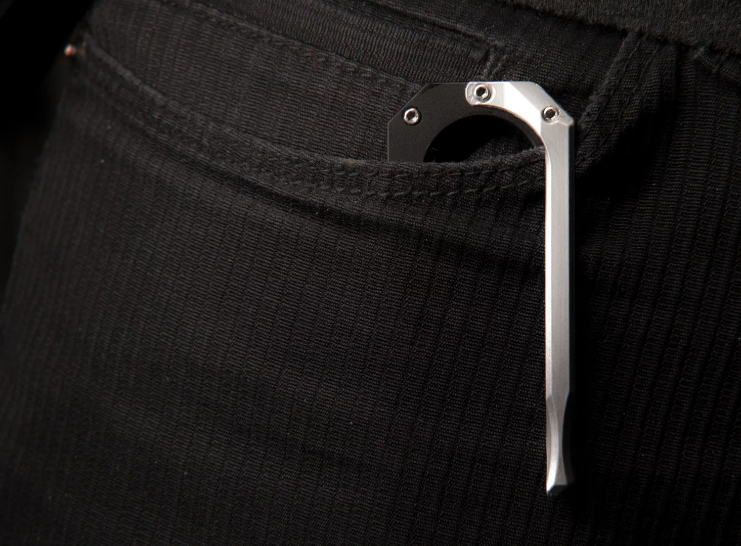 The Maker Knife features belt/pocket clip