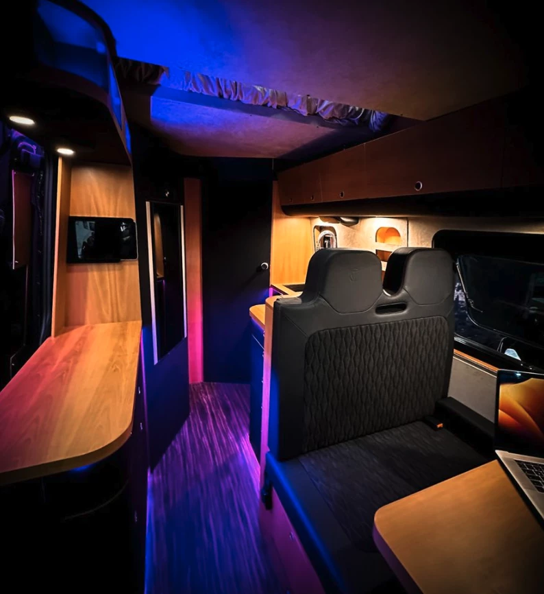 The Vanyx has some very nice, upscale features, but aspects like the standard front dinette and that seemingly purpose-less countertop across the aisle feel under-designed ... especially for nearly a million bucks