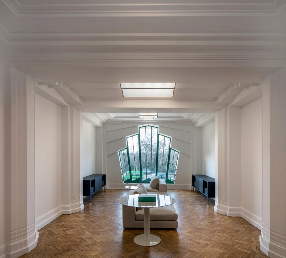 The renovated Hoover Building keeps the Art Deco stylings of the original structure and adds modern flair