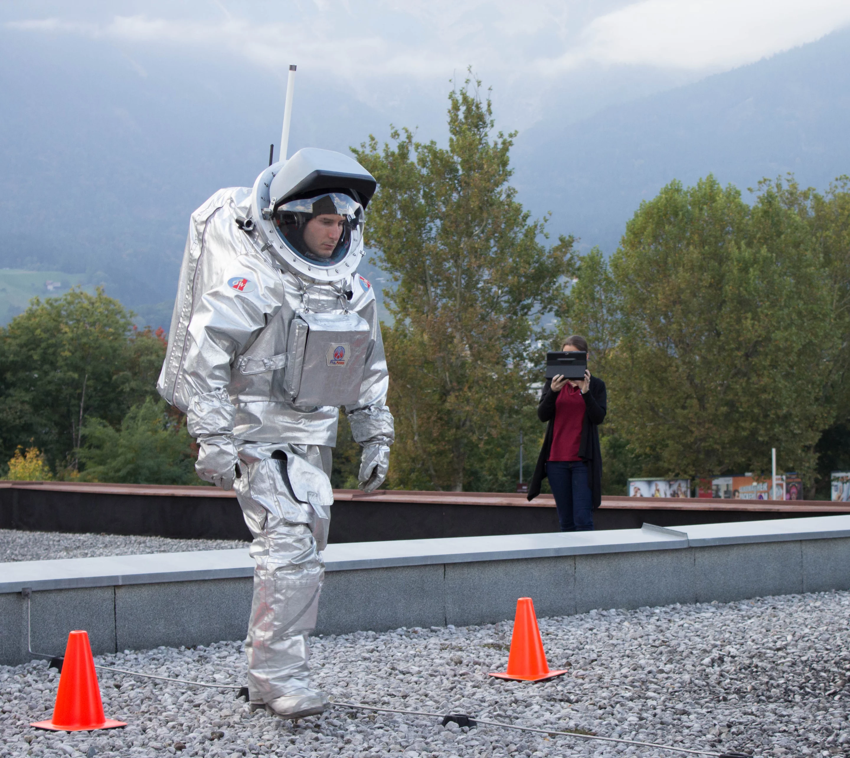Aouda.X analog astronaut, Luca Foresta, starts the obstacle course (Photo: OewF/Claudia Stix)