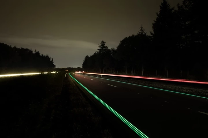 A road in the Netherlands has had glow-in-the-dark marking painted onto it for increased visibility and safety