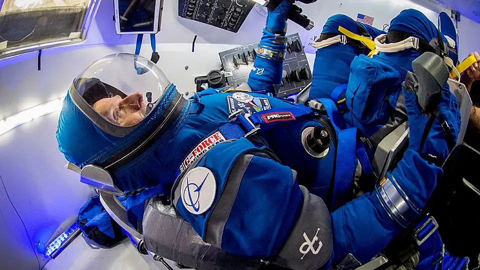 Former astronaut Chris Ferguson in the Boeing Blue spacesuit