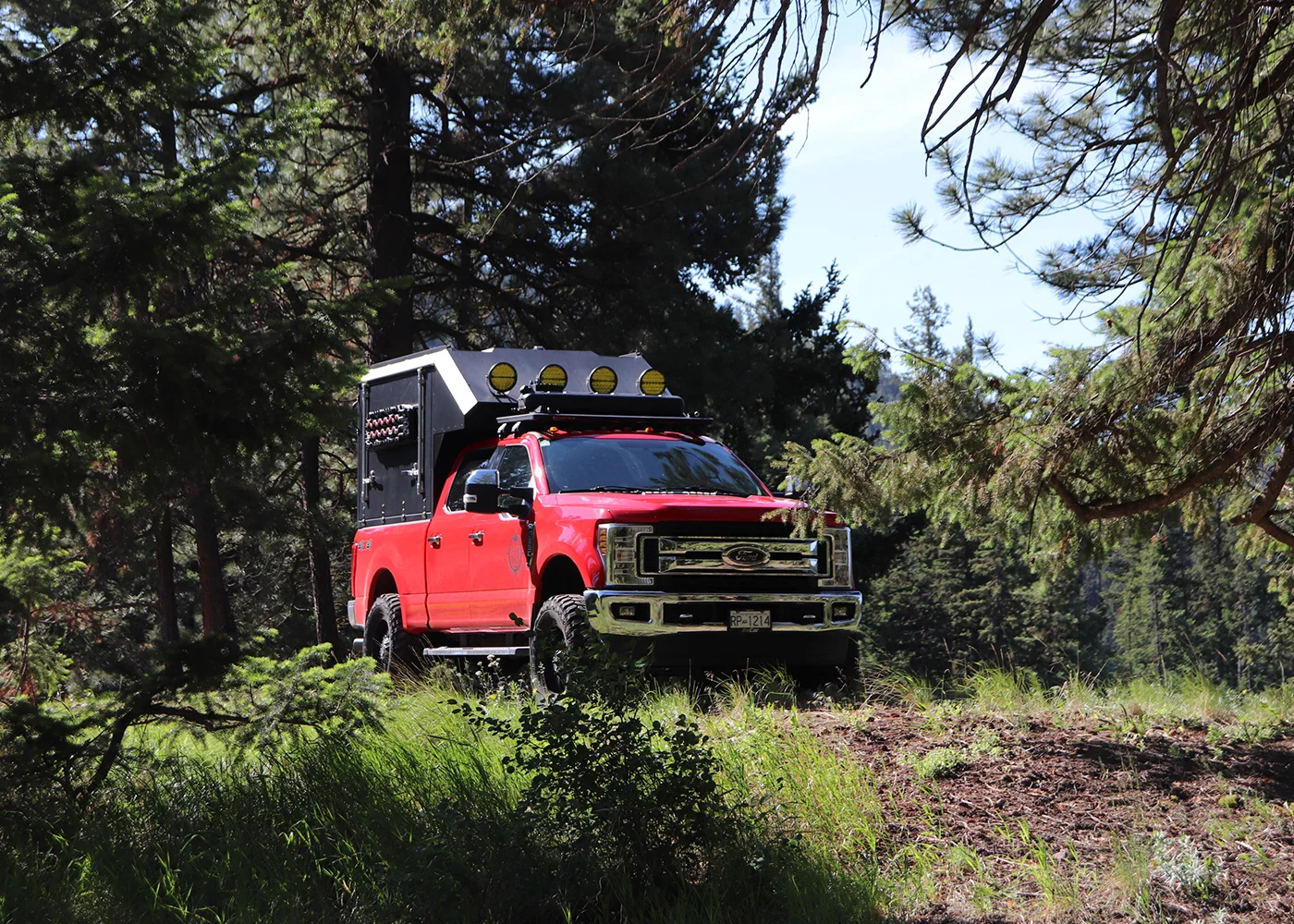 When packed up for transport, the Far Out camper looks like a basic hard-sided aluminum camper or topper