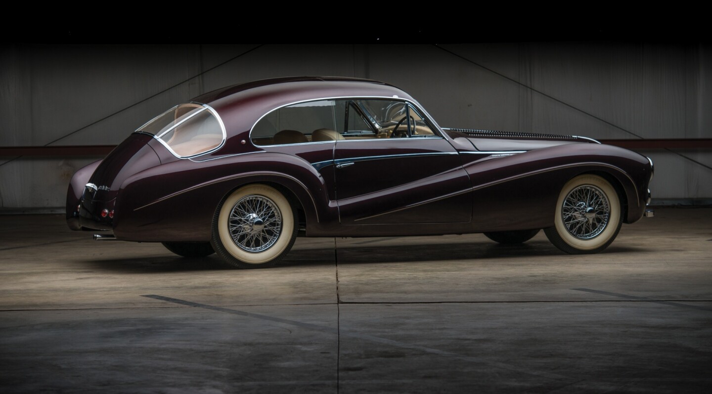 2018 Monterey Car Week Auction Report | 1952 Delahaye 235 Coupe by Saoutchik | Estimate: from $600,000 to $800,000 | Sold For $577,000 | Auction: RM-Sothebys | Lot 160 | Official Description