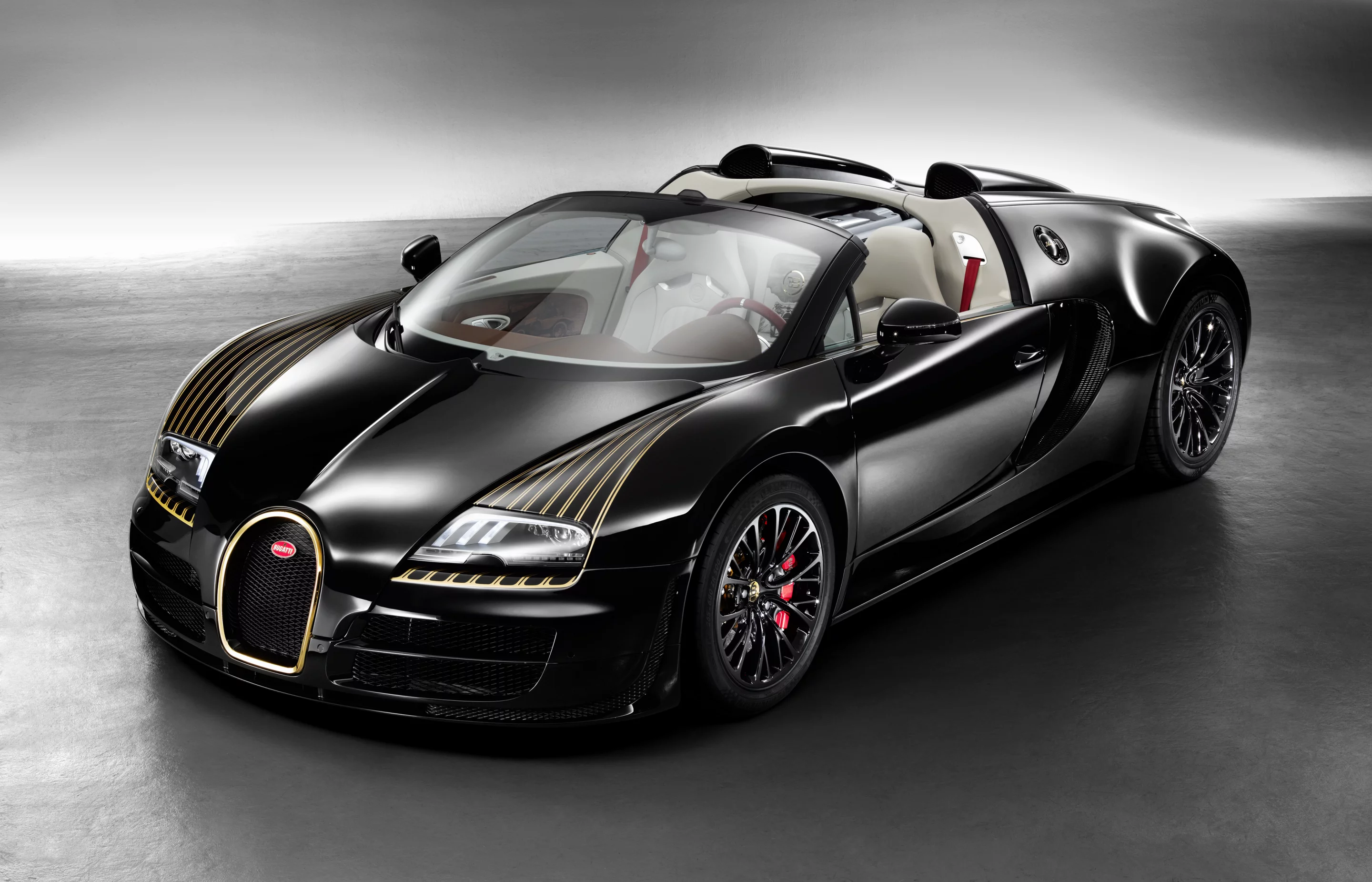 The Black Bess Vitesse has a 25-carat horseshoe grille surround and gold striping around the headlamps