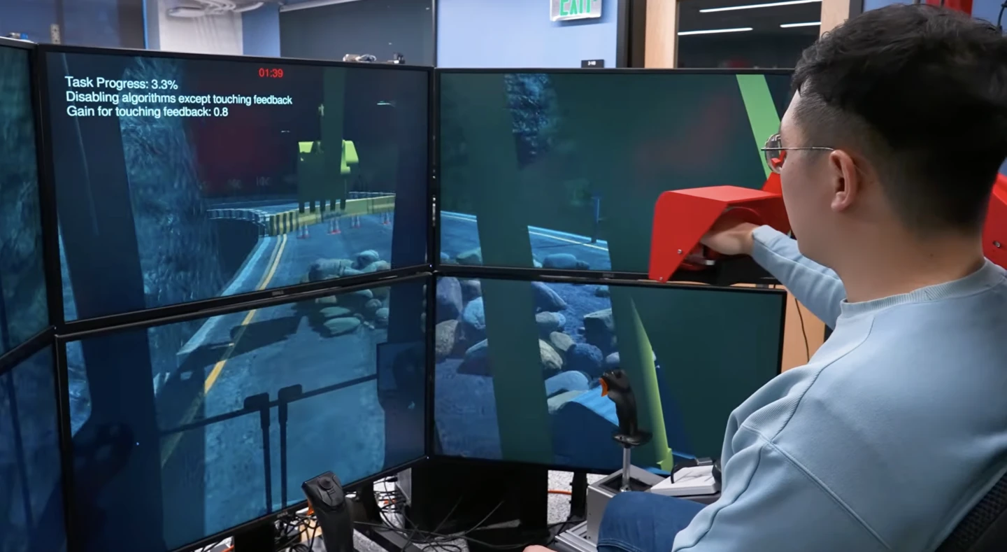 The World-Space Interface, gripped like the excavator's own bucket instead of a joystick