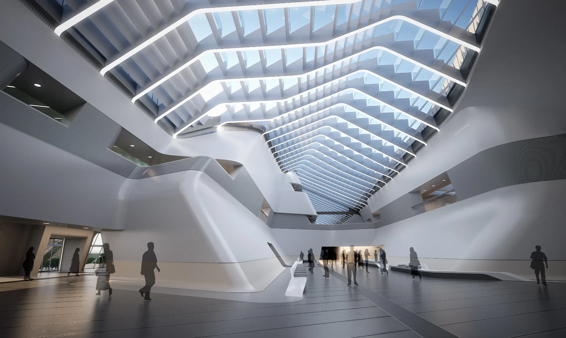 Interior rendering of the Napoli Afragola train station