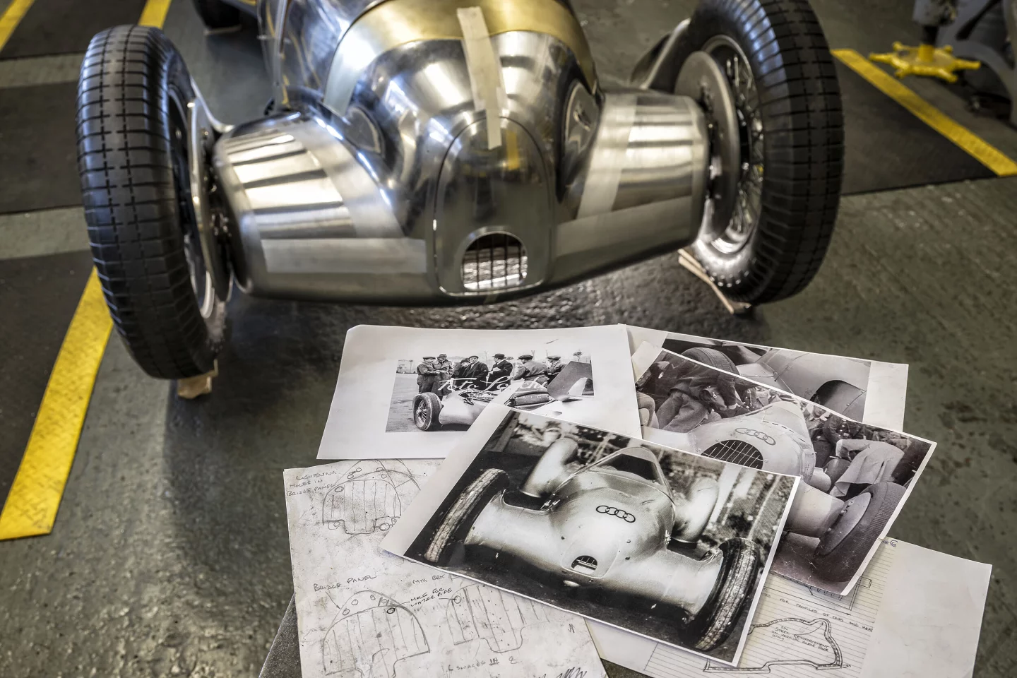 The original one-off car was lost during the war so restorers had to build the Auto Union Lucca recreation using old documents and photographs