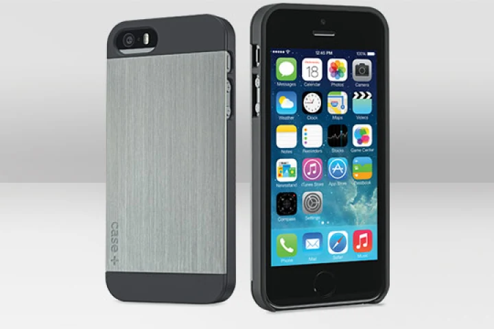 The case+ features a metal plate on the rear