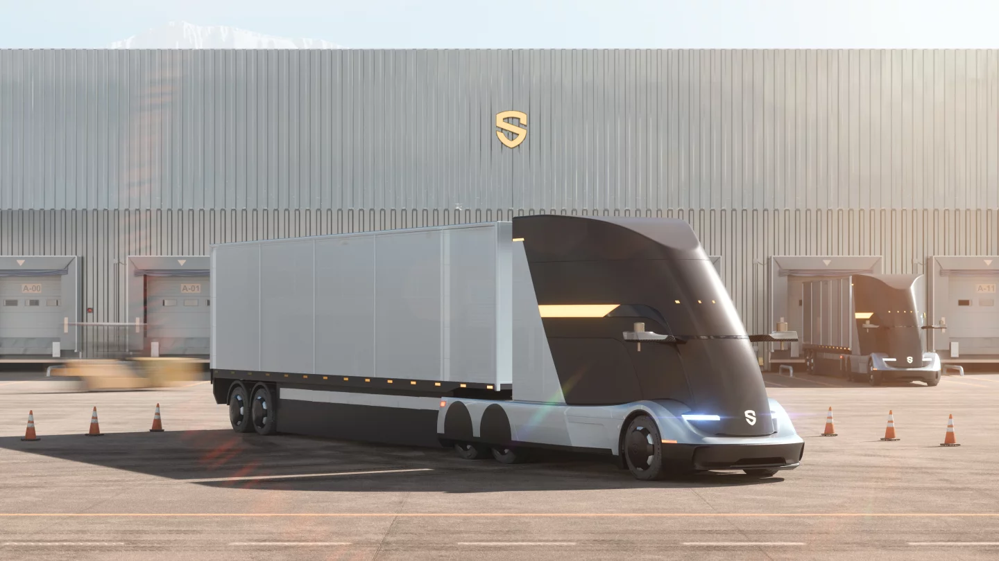 The autonomous SD1 design Solo AVT showed in 2022 had no need for driver visibility (i.e. a windshield); the company name change represents the switch in focus to a truck that doesn't ride "solo" but with a partner — the human driver