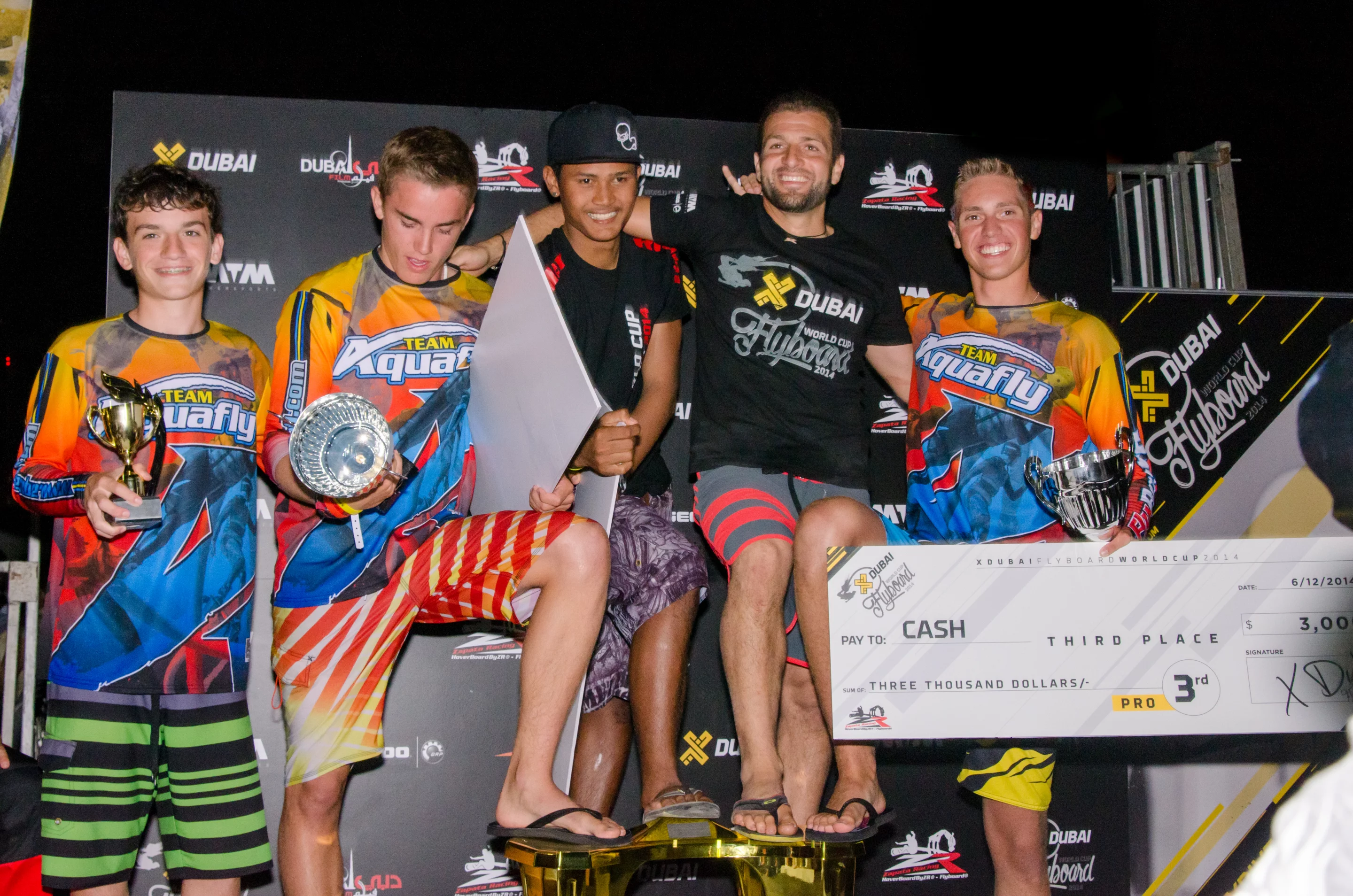 Franky Zapata and the podium contenders in the main event (Photo: Liam McKenna)