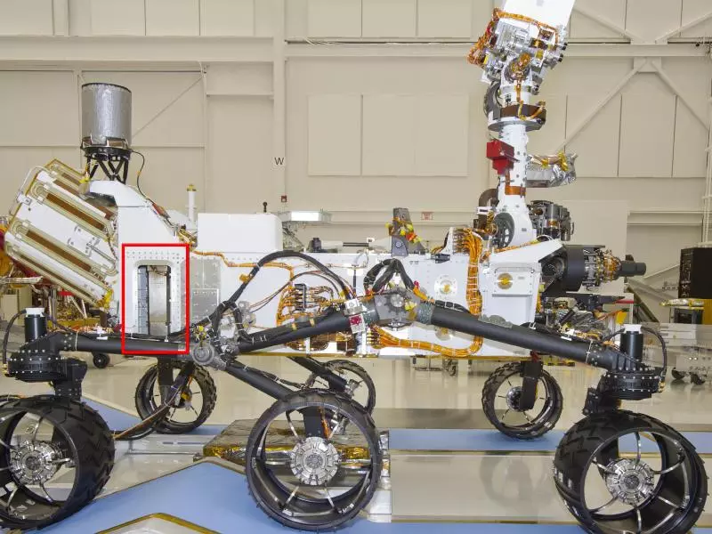 Location of DAN package on Curiosity rover(Image: NASA/JPL-Caltech)