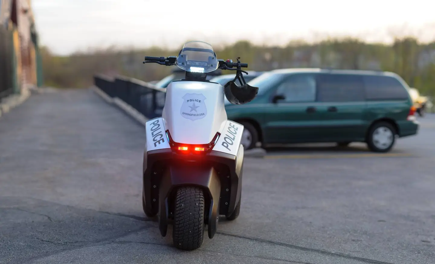 The SE-3 Patroller has independent direct rear wheel electric drive, Whelen emergency lights and siren, and LED headlight