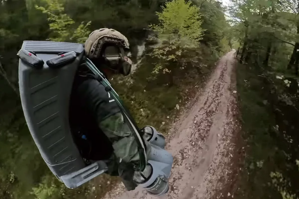 Richard Browning with blood plasma in tow on his way to an "injured soldier"