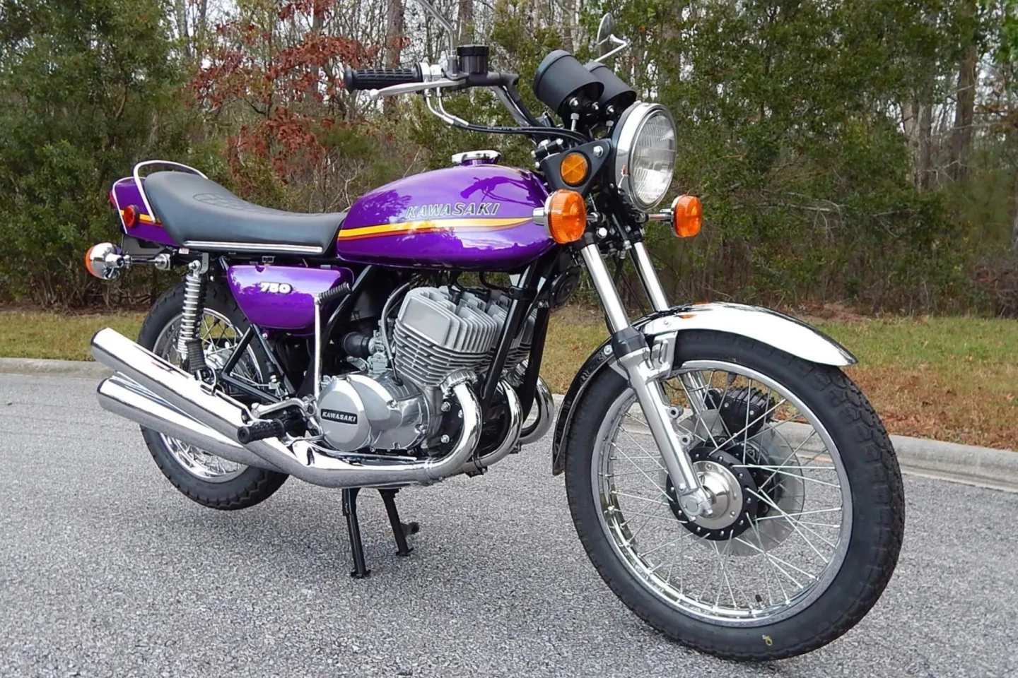 This 1973 Kawasaki H2A Mach IV sold for $42,000 at BringaTrailer on 16 February 2022, becoming the most expensive H2 Kawasaki sold at auction. It was surpassed twice in price at the January 2024 Mecum auctions. Note that although BaT's buyers premium is capped and smaller than most auction buyer's premiums, the price on the BaT page does not include the Buyers Premium. All of our list prices include the auction house's buyers premium
