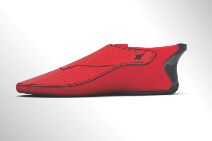 The Lechal haptic shoe, in fiery red
