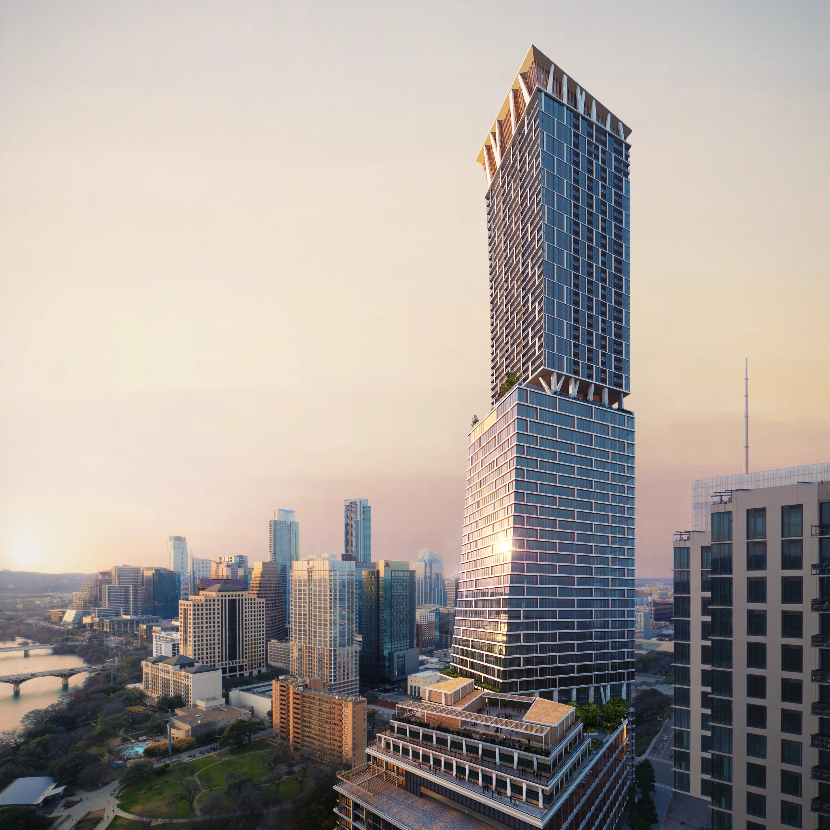 Waterline will consist of 74 floors hosting 352 luxury apartments, office space and a 251-room hotel