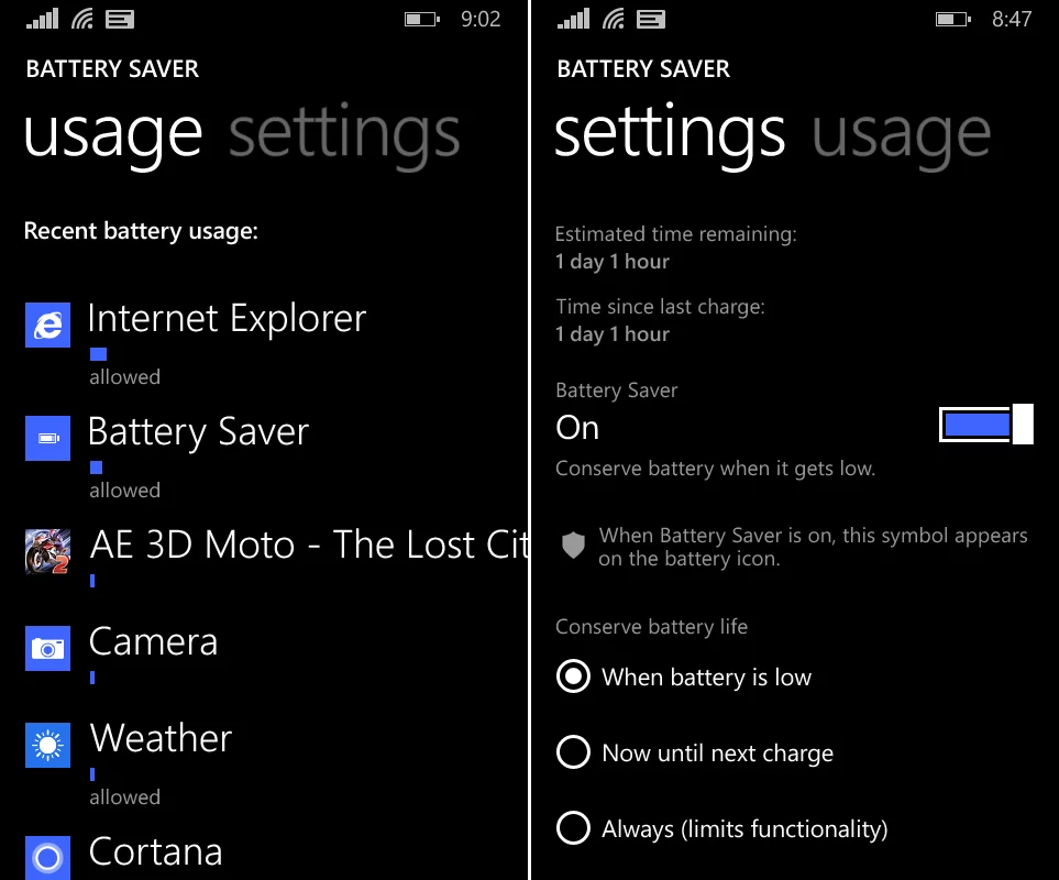 Battery Saver is a built in app that allows battery management