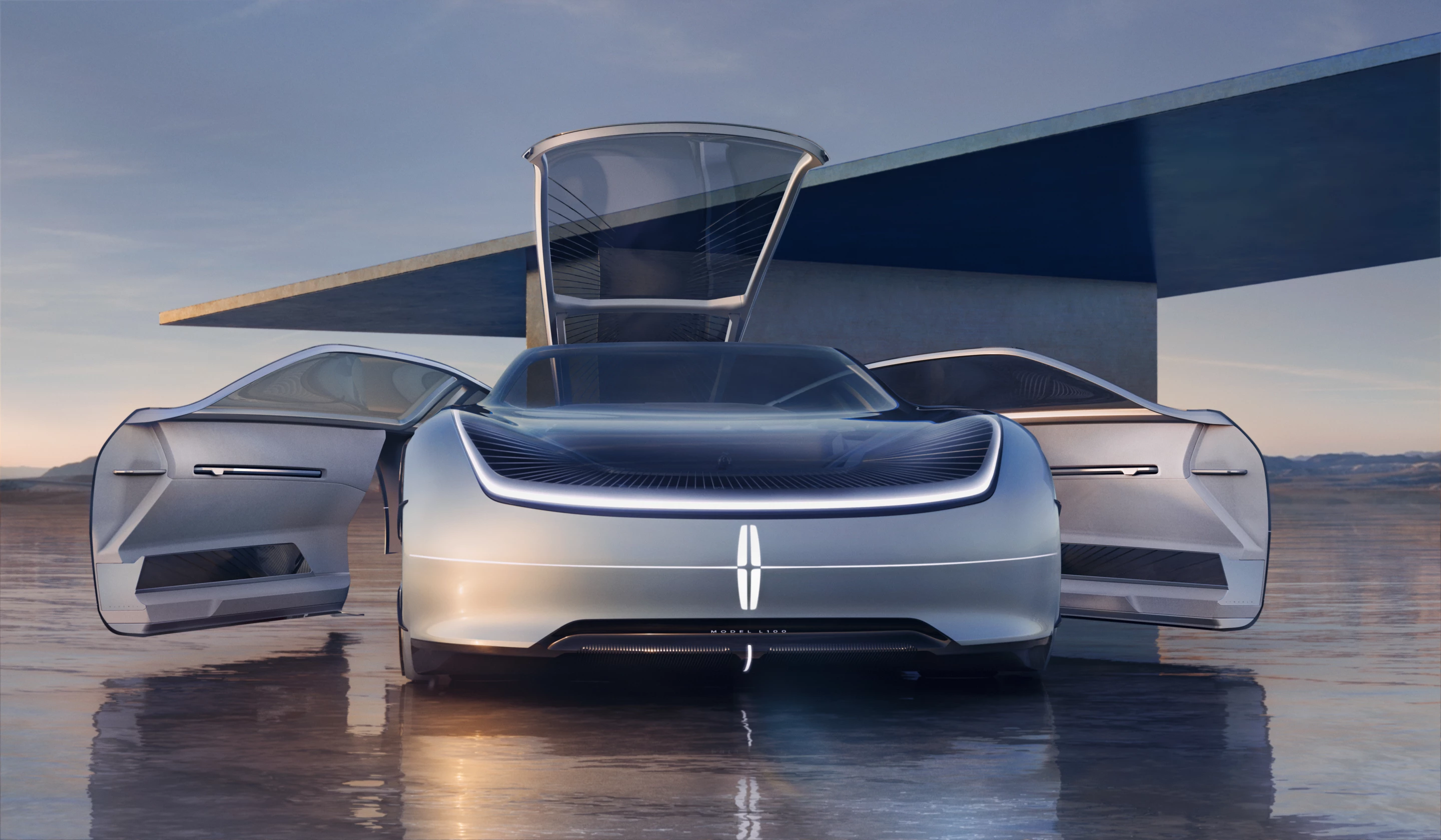 The Model L100 Concept greets passengers with pomp and circumstance thanks to its triple opening