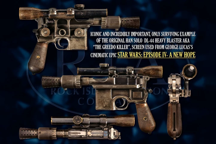 The Blastech DL-44 from "Star Wars" has been the most valuable movie weapon sold at auction three times. This latest record-setter is the only surviving original from the original 1977 movie.