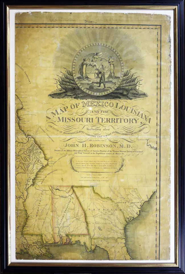 This “1819 Map of Mexico, Louisiana and the Missouri Territory” by John Hamilton Robinson, sold for $750,000 at Arader Galleries on October 10, 2020