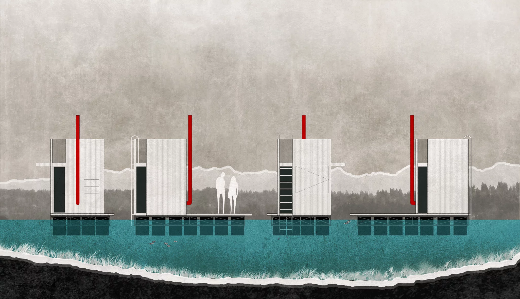 The sauna is made of Alaskan Yellow Cedar wood