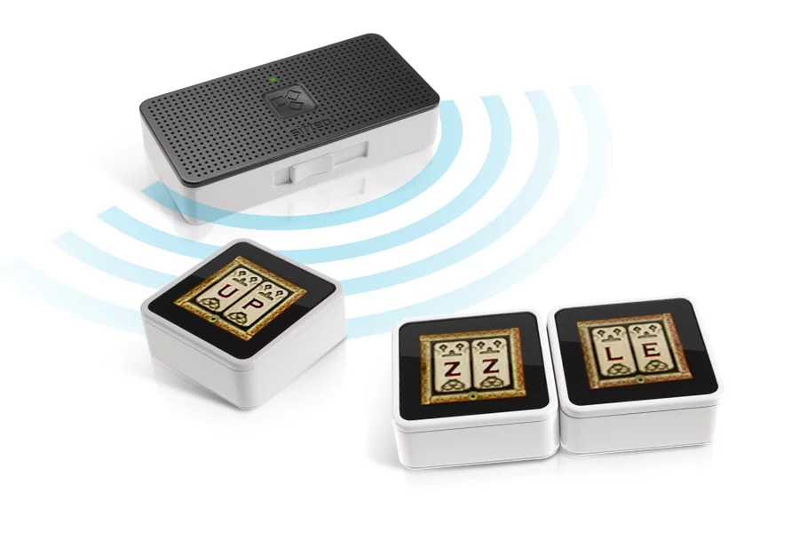 The addition of the compact Sifteo Base eliminates the need for a nearby computer during gameplay by storing games on the unit and wirelessly communicating with the Cubes