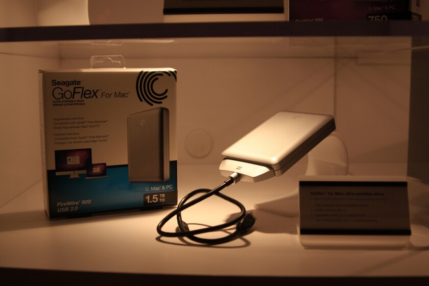 The new FreeAgent GoFlex for Mac storage solutions on display at CES 2011