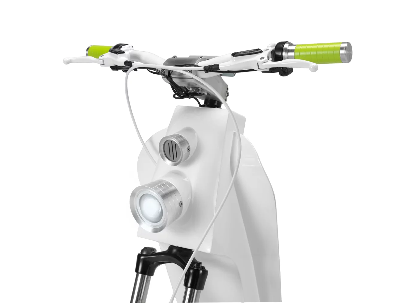 The Xkuty One scooter has hydraulic disc brakes and front and rear suspension