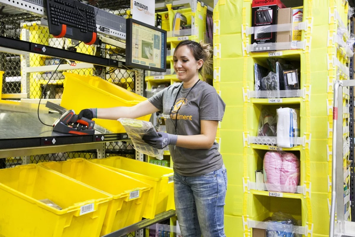 Amazon uses Kiva autonomous robots to bring the items required for an order to a staff member
