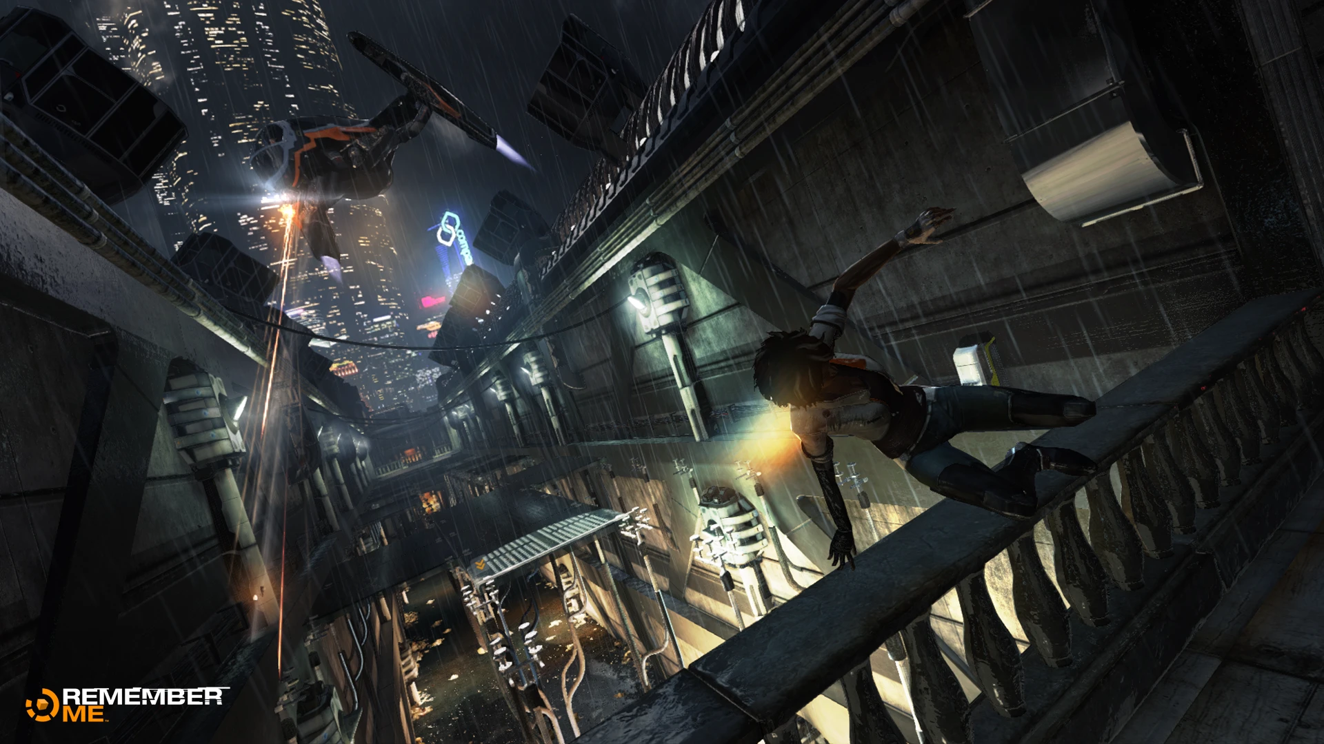 Remember Me's Nilin also has the ability to scale neon-covered buildings or take out enemies in hand to hand combat