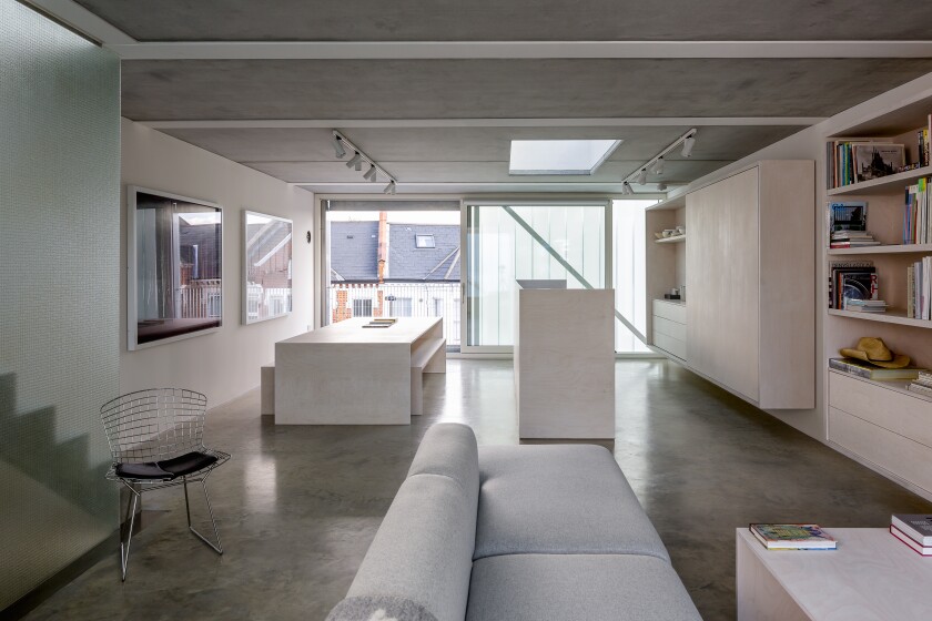 The interior is open-plan, and separated into three boxes measuring a total of 200 sq m (2,150 sq ft)