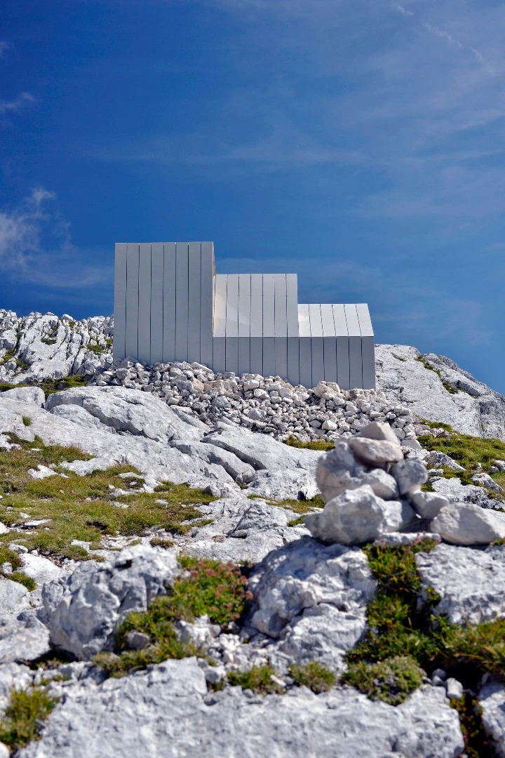 The shelter is informed by traditional alpine architecture, building elements, materials, structure and design scheme