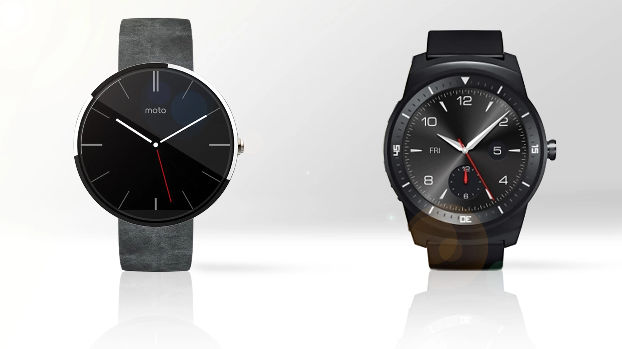 Gizmag compares the features and specs of the Moto 360 (l) and LG G Watch R smartwatches