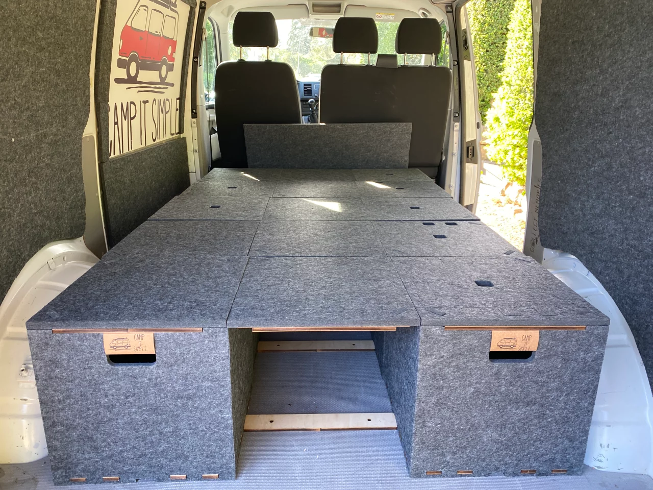 Camp it Simple makes a bed out of storage boxes