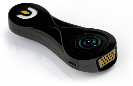 No data is stored on the WeKast dongle itself, and communication is encrypted through a secure connection